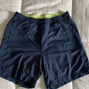 Birddogs Boom Navy Swim Shorts with Neon Green Boxer Brief Lining